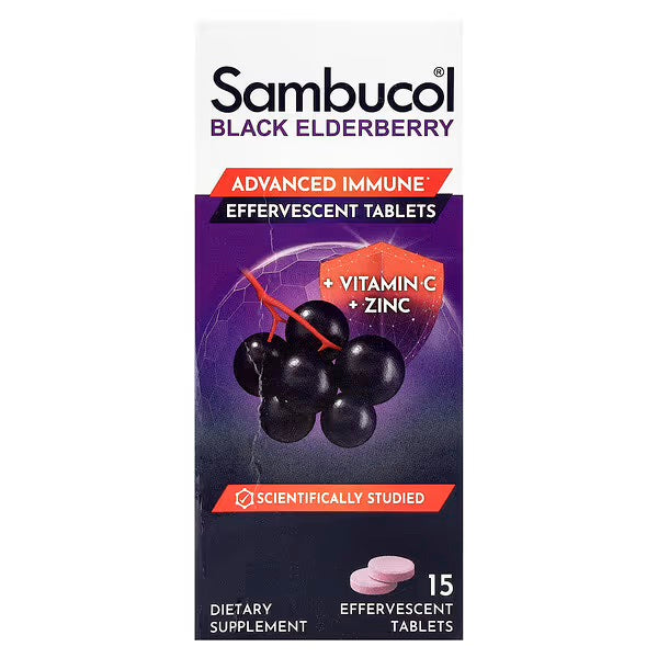 https://s3.images-iherb.com/sbl/sbl00129/m/118.jpg Sambucol, Black Elderberry, Effervescent Tablets + Vitamin C & Zinc, Age 4+, 15 Effervescent Tablets