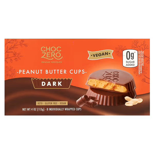ChocZero, Peanut Butter Cups, Dark Chocolate , 8 Individually Wrapped Cups, 4 oz (113 g)