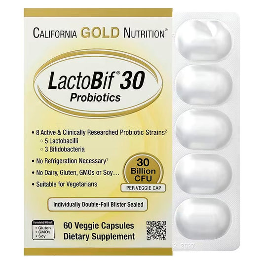 California Gold Nutrition, LactoBif 30 Probiotics, 30 Billion CFU, 60 Veggie Capsules